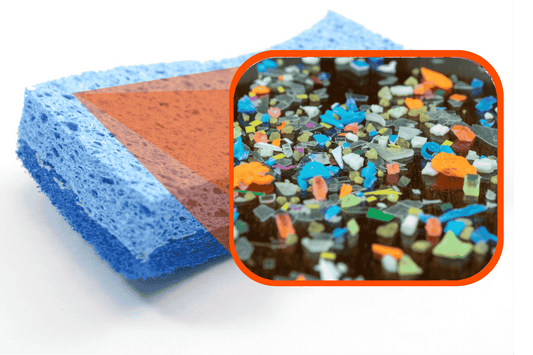 microplastics in kitchen sponges zoomed in