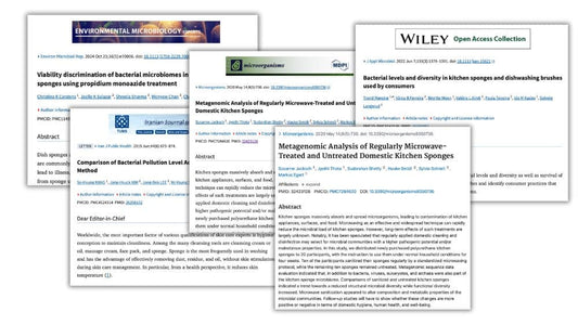 Scientific studies showing whether cellulose sponges are sanitary and how to clean them