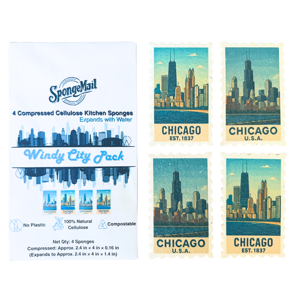 SpongeMail eco friendly kitchen sponges 4 pack chicago Windy City Pack