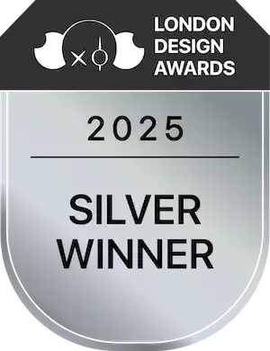 London design silver award badge for eco sponges spongemail